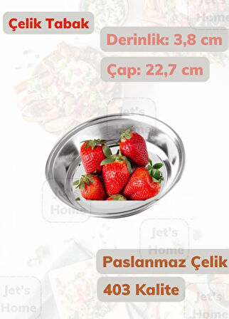 Çelik Tabak 22,7 cm No:6 Paslanmaz Tabak 430 Kalite Çelik