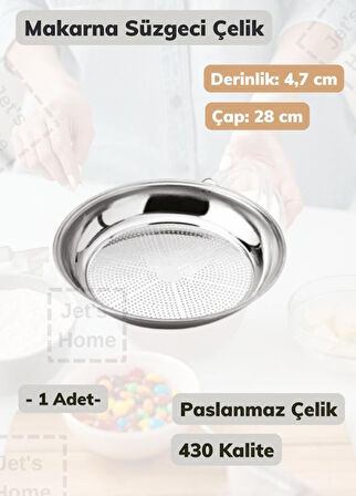 Makarna Süzgeci 28 cm Paslanmaz Çelik Süzgeç İnce