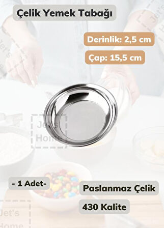 Çelik Yemek Tabağı 15,5 cm Paslanmaz Çelik Tabak
