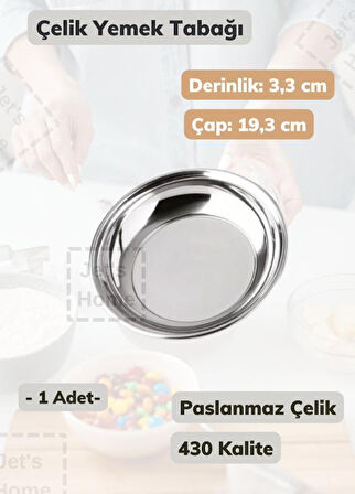 Çelik Yemek Tabağı 19,3 cm Paslanmaz Çelik Tabak