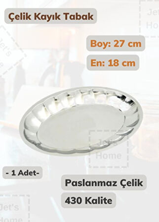 Dilimli Kayık Tabak 27 cm No: 3 Paslanmaz Çelik Tabak