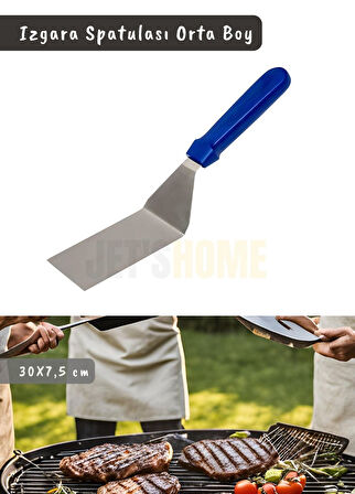 Barbekü Spatulası Paslanmaz Izgara Spatulası Çelik Hamburger Spatulası 30 cm