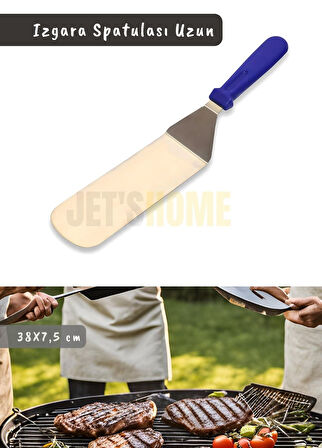 Barbekü Spatulası Paslanmaz Izgara Spatulası Çelik Hamburger Spatulası 38 cm