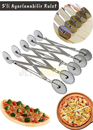 5’li Hamur Kesme Ruleti Ayarlanabilir Makarna Kesici Pizza Kesici Hamur Kesici Paslanmaz Çelik