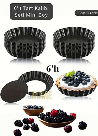 6’lı Set Mini Boy Tart Kalıbı Çıkartılabilir Tabanlı Turta Kalıbı Karbon Çelik Kek Kalıbı 10 cm