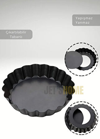 6’lı Set Mini Boy Tart Kalıbı Çıkartılabilir Tabanlı Turta Kalıbı Karbon Çelik Kek Kalıbı 10 cm