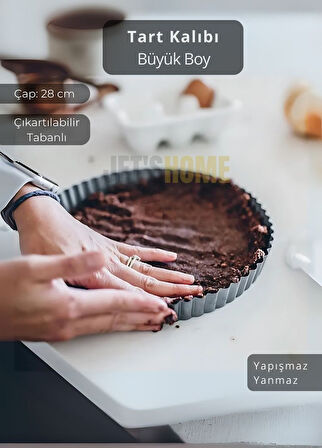 Büyük Boy Tart Kalıbı Çıkartılabilir Tabanlı Turta Kalıbı Karbon Çelik Kek Kalıbı 28 cm
