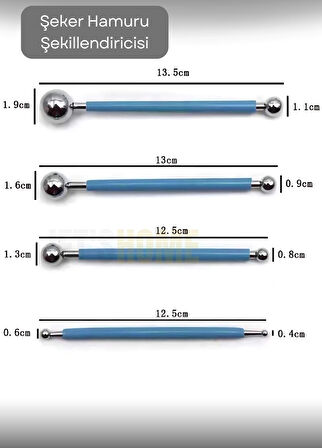 Pasta Şekillendirici Marzipan Seti Metal Top Şeker Hamuru Şekillendirici