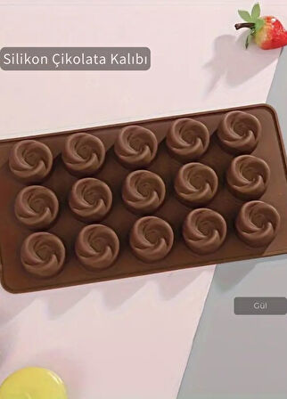 Gül Desen Silikon Çikolata Kalıbı