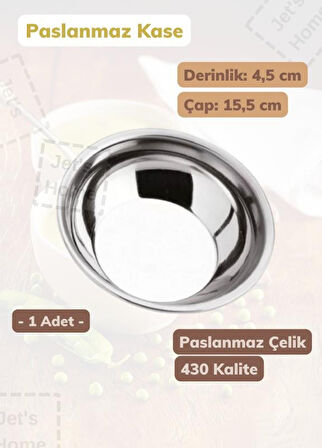 Çelik Kase 15,5 cm Paslanmaz Çelik