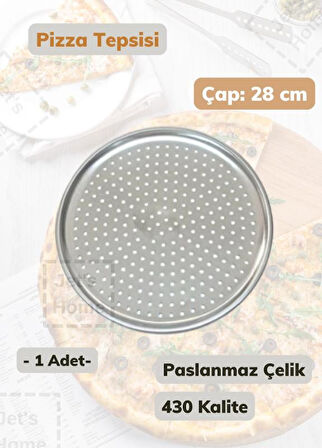 Çelik Pizza Tepsisi 28 cm Paslanmaz Çelik Tepsi