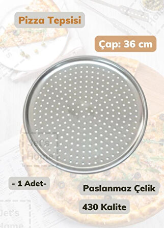 Çelik Pizza Tepsisi 36 cm Paslanmaz Çelik Tepsi