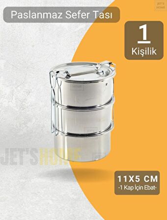 3’lü Sefer Tası 11x5,5 cm Yemek Taşıma Kabı Paslanmaz Çelik No:0