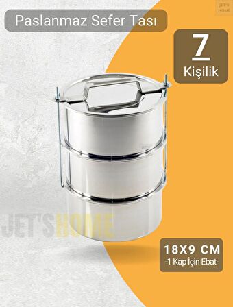 3’lü Sefer Tası 18x9 cm Yemek Taşıma Kabı Paslanmaz Çelik No:4