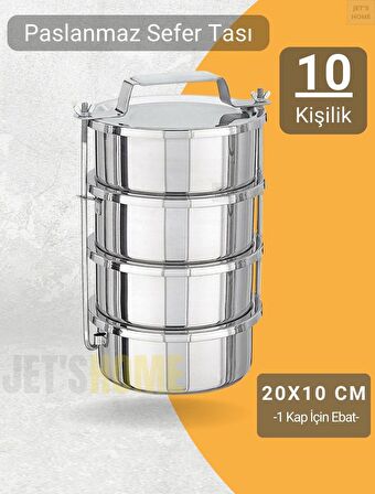 4’lü Sefer 20x10 cm Tası Yemek Taşıma Kabı Paslanmaz Çelik No:5