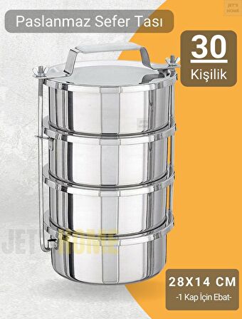 4’lü Sefer Tası 28x14 cm Yemek Taşıma Kabı Paslanmaz Çelik No:9