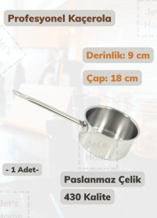 Profesyonel Kaçerola 18 cm Paslanmaz Çelik 430 Kalite