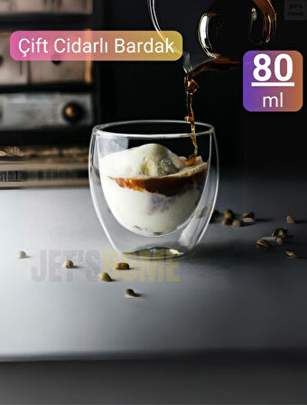 3’lü Set Espresso Bardağı  80 ml Kahve Bardağı Çift Cidarlı Bardak Viski Bardağı