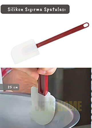 Silikon Spatula Karıştırma Spatulası Sıyırma Spatulası Isıya Dayanıklı Asma Delikli Küçük Boy 25 cm