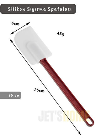 Silikon Spatula Karıştırma Spatulası Sıyırma Spatulası Isıya Dayanıklı Asma Delikli Küçük Boy 25 cm