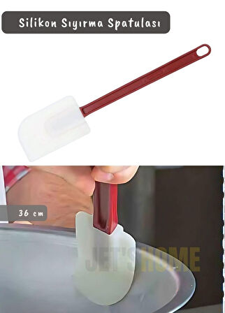 Silikon Spatula Karıştırma Spatulası Sıyırma Spatulası Isıya Dayanıklı Asma Delikli Orta Boy 36 cm