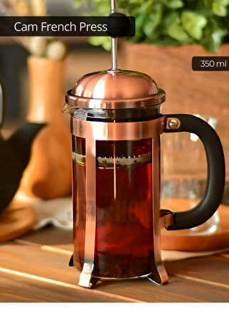 Cam French Press Kahve Demleme Paslanmaz İç Yapı Krem 350 ml