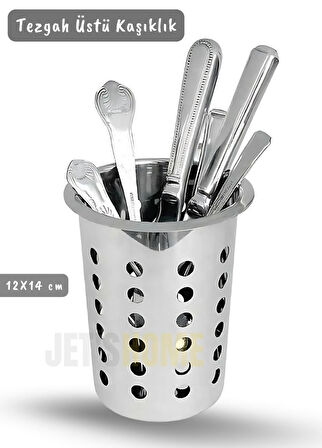 Tezgah Üstü Delikli Kaşıklık Çatallık ve Bıçaklık Ergonomik Paslanmaz Çelik 12X14 cm