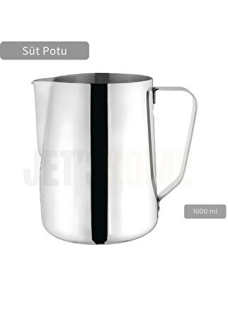 Süt Potu Paslanmaz Süt Köpürtme Sürahisi Çelik Pitcher 1000 ml