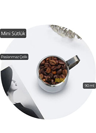 Mini Sütlük Paslanmaz Kahve Yanı Sütlüğü Çelik 90 ml