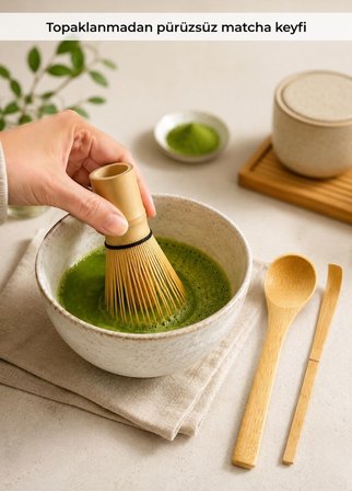 Matcha Çayı Hazırlama Bambu 3'lü Set - Geleneksel Japon Çay Seremoni Seti