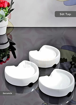 3’lü Set Süt Taşırmaz Taşma Önleyici Porselen 7 cm