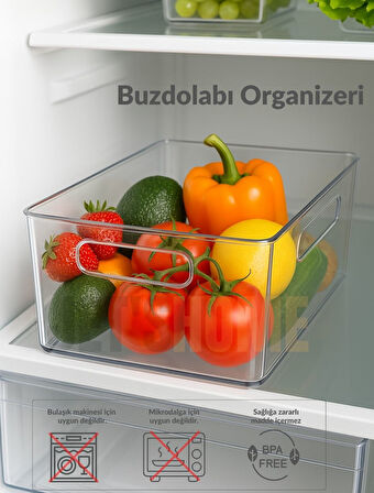 Buzdolabı İçi Düzenleyici Saklama Organizeri Bpa Free Düzenleyici Darbeye Dayanaklı 29X20X9 cm