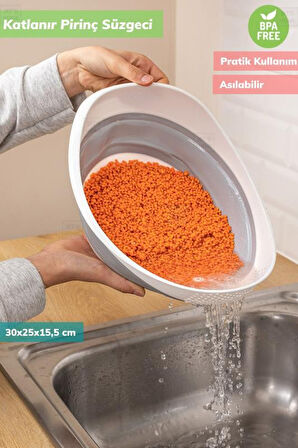 Pirinç Süzgeci Katlanır Makarna Süzgeci Silikon Mercimek Süzgeci Bpa Free