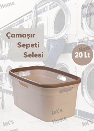 Çamaşır Selesi Dayanıklı Çamaşır Sepeti Krem Bej 20 Litre