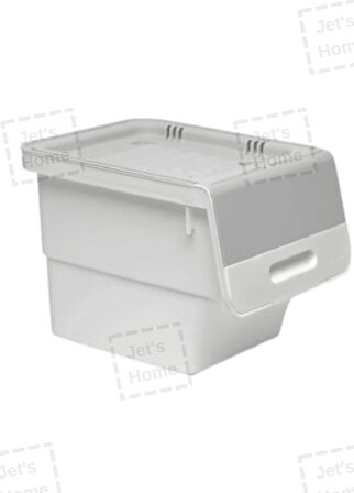 2’li Tekerlekli Patateslik Soğanlık BPA Free Oyuncaklık Erzak Kutusu Sebzelik Gri 33 Lt
