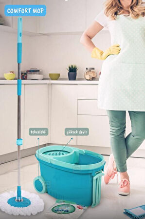 Comfort Mop Seti Tekerlekli Paspas Temizlik Seti Temizlik Kovası Döner Başlıklı