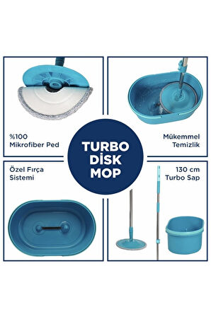 Turbo Disk Mop Seti Döner Başlıklı Temizlik Seti Temizlik Kovası