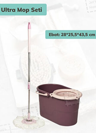 Ultra Mop Seti Temizlik Kovası Döner Başlıklı Paspas Temizlik Seti
