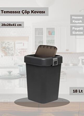 Banyo Çöp Kovası 18 Lt Banyo Çöp Kutusu Antrasit Motek Çöp Kovası