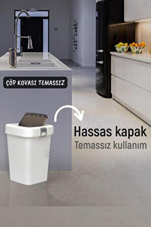 Banyo Çöp Kovası 18 Lt Banyo Çöp Kutusu Beyaz Motek Çöp Kovası