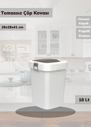 Banyo Çöp Kovası 18 Lt Banyo Çöp Kutusu Beyaz Motek Çöp Kovası