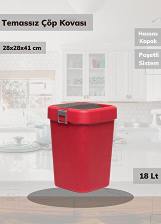 Banyo Çöp Kovası 18 Lt Banyo Çöp Kutusu Kırmızı Motek Çöp Kovası