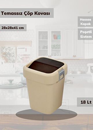 Banyo Çöp Kovası 18 Lt Banyo Çöp Kutusu Bej Motek Çöp Kovası