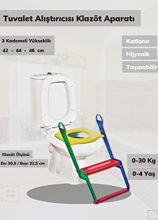 Tuvalet Alıştırıcı Çoçuklar İçin Wc Yardımcısı Basamaklı Alıştırıcı Bez Bırakmaya Yardımcı