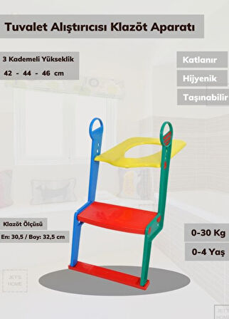 Tuvalet Alıştırıcı Çoçuklar İçin Wc Yardımcısı Basamaklı Alıştırıcı Bez Bırakmaya Yardımcı
