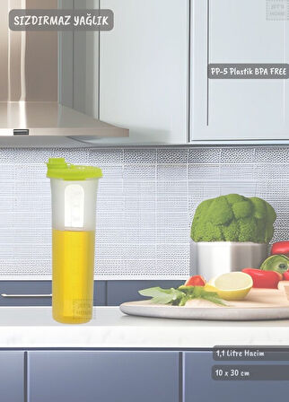 Sızdırmaz Yağdanlık Ölçekli Yağ Şişesi Kilitlemeli Yağlık 1,1 Litre BPA FREE