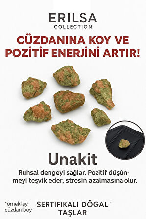 Sertifikalı Ham Cüzdan Boy Unakit Taşı Kütle - Duygusal Şifa ve Günlük Ruhsal Denge
