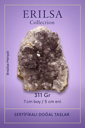 Sertifikalı Ametist Taşı Kütlesi 311 Gr – Ham Doğal Kristal Dekoratif Taş Parçası