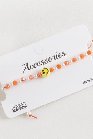 Emoji İnci Kristal Makrome İp Bileklik