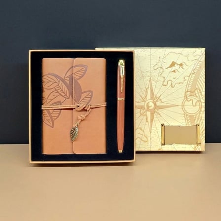 Premium Taba Defter ve Siyah Kalem Not Defteri Ofis Gereci Yazı Aracı